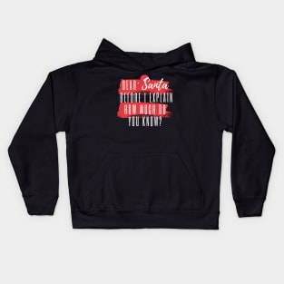 DEAR SANTA BEFORE I EXPLAIN HOW MUCH DO YOU KNOW Kids Hoodie